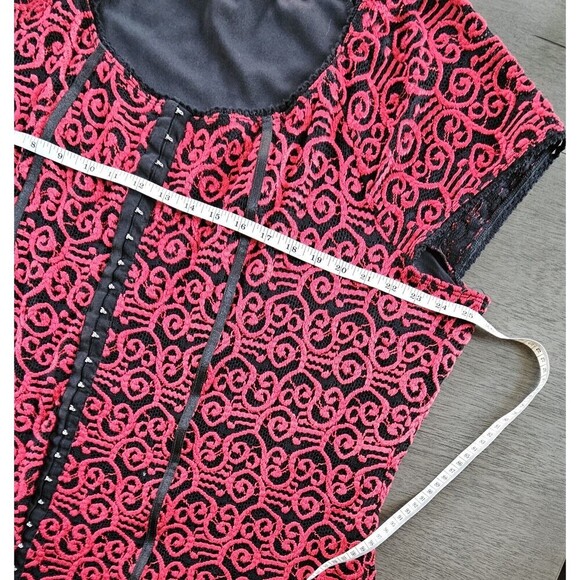 Avenue Y2k Red Black Lace Overlay Corset Close Top Size 3XL WhimsyGoth Fairy - Picture 3 of 9